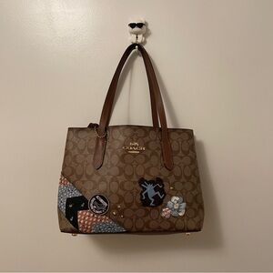 Coach Brown Limited Edition Monogram Tote with Decorative Patches